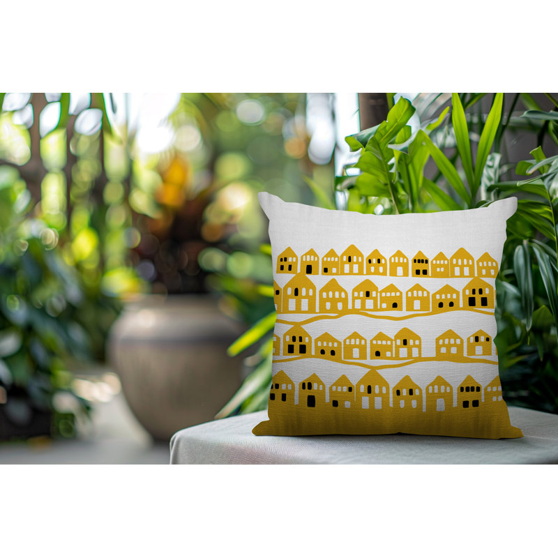 Coussin carré intérieur / extérieur Amiro, Jaune, Carré 15 po