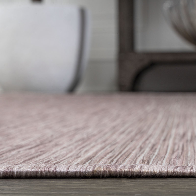 Amirah Modern Flatweave Solid Pink Indoor/Outdoor Rug, Square 6'7"