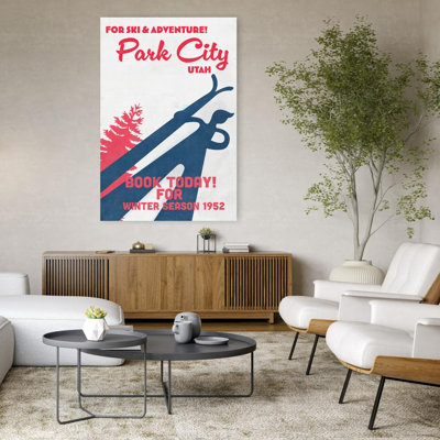 Vintage Park City Ski Classic Retro Vintage Pine Tree City Forest Wall Art