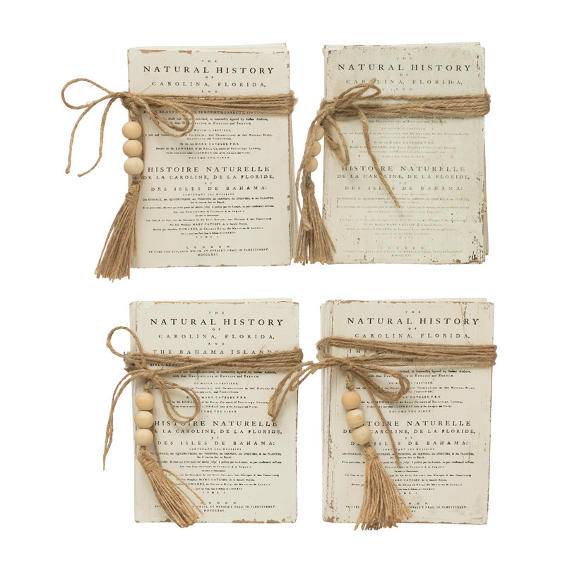 Livres en bois avec citation et cravate en jute