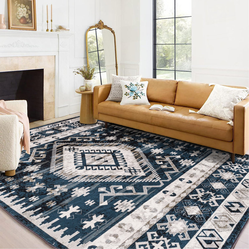 Area Rug Vintage Bohemia Large Persian Non-Slip Washable Rug For Living Room Kitchen Bedroom Living Room Geometry