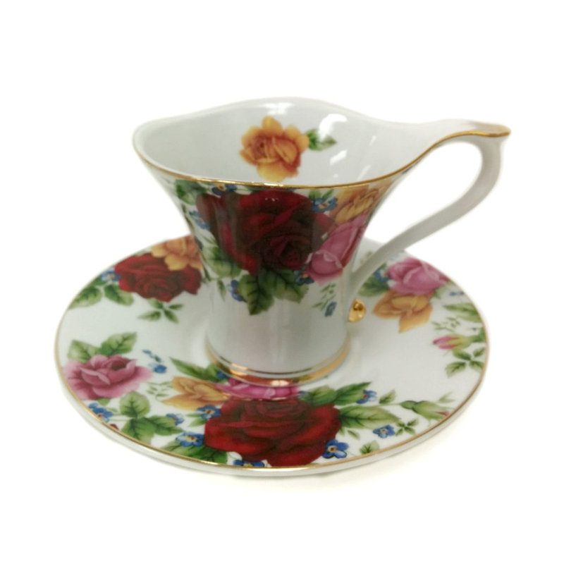 Tasse à thé et soucoupe rose OS China