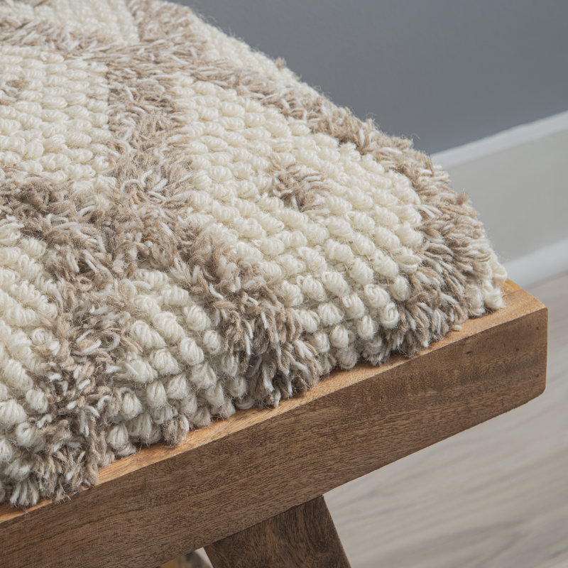 Banc rembourré en bois massif Loachapoka Felicity, Taupe