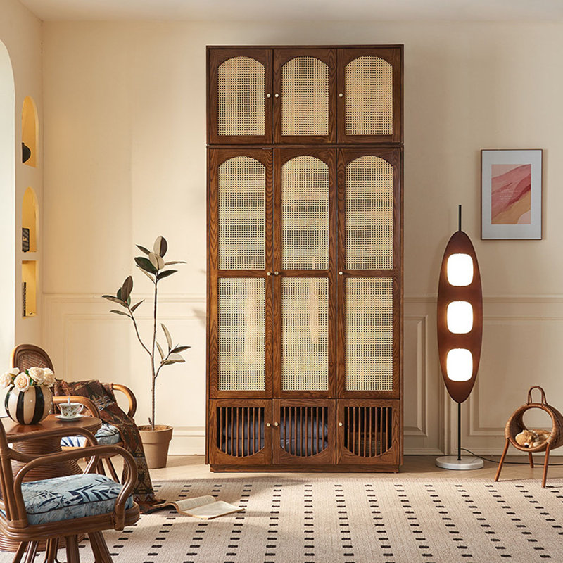 Armoire-penderie en rotin à grande capacité