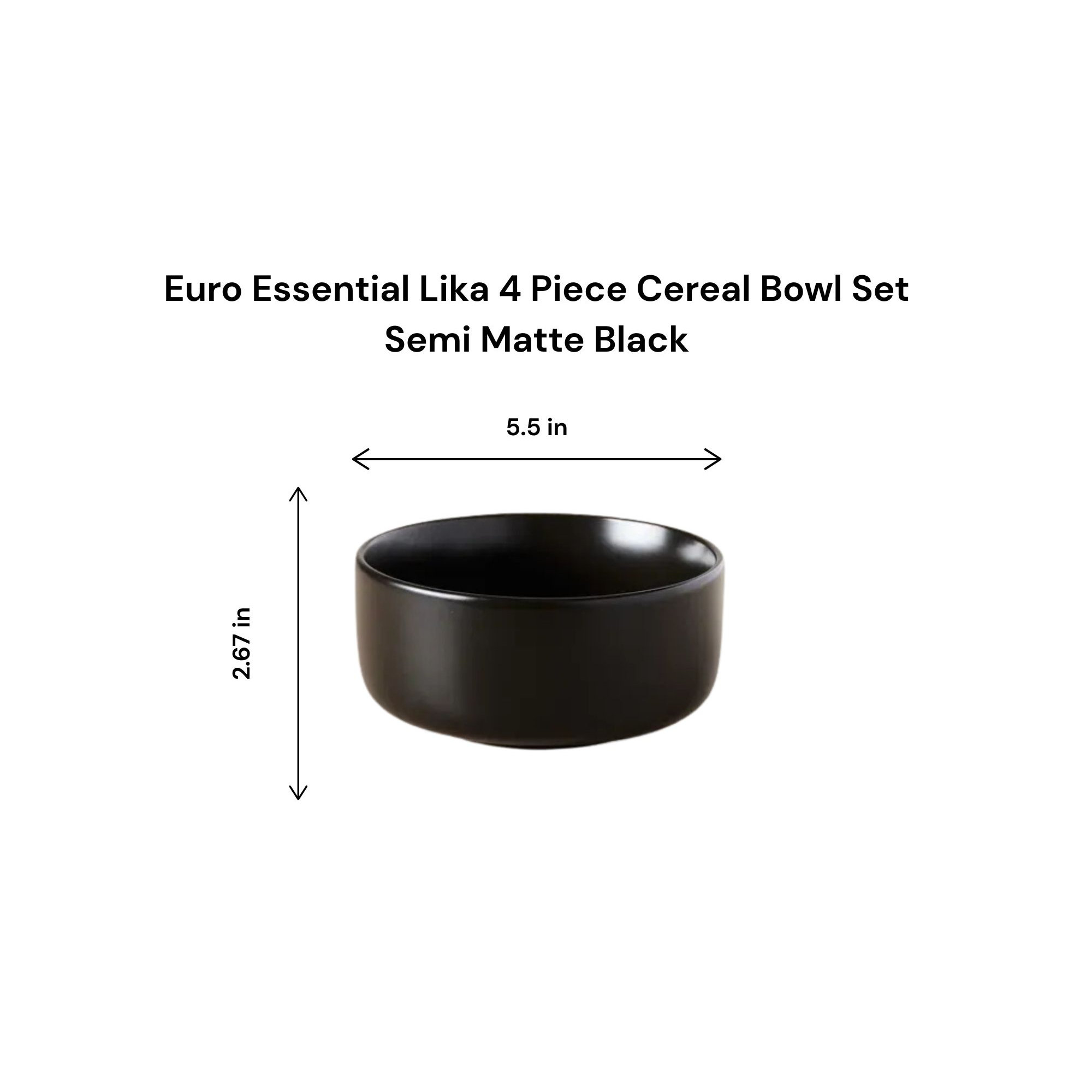 Izie Straight Lip Stoneware Cereal Bowl, Black