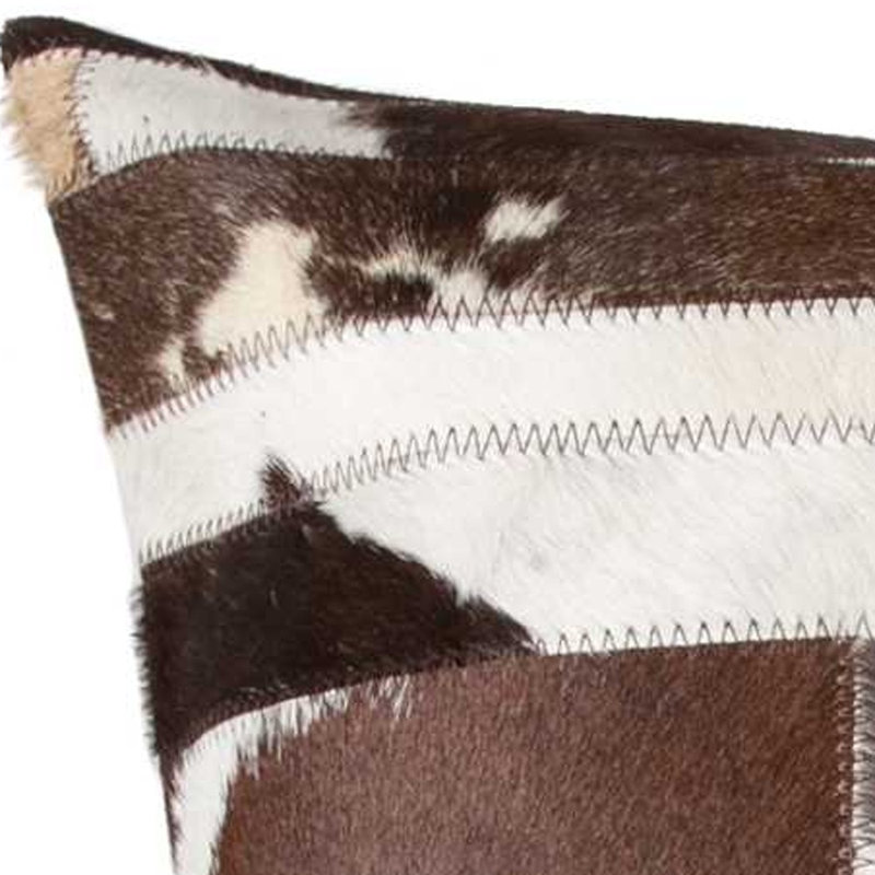 18" Abstract Cowhide Throw Pillow, Chocolate Natural