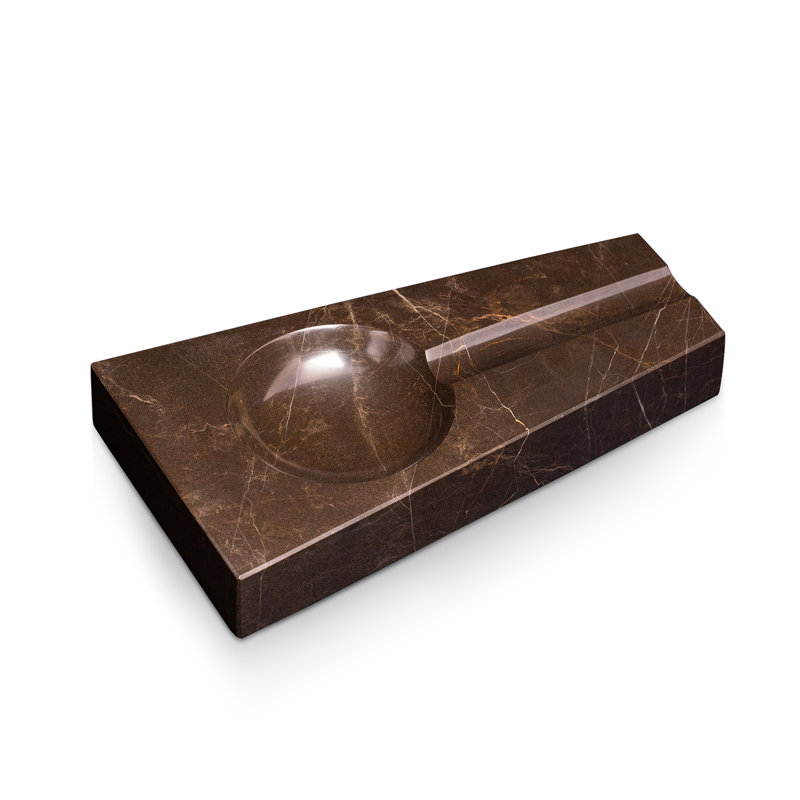 Brown Marble Contemporary Single-Cigar Ashtray