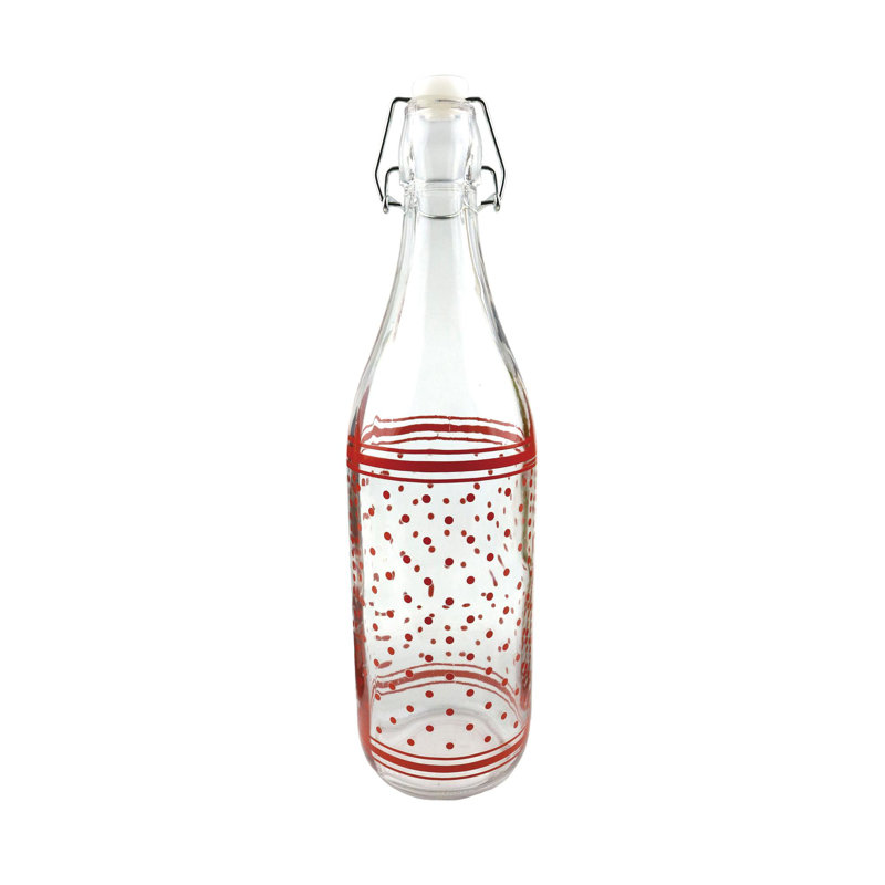  Glass Red Dots and Stripes Water Bottle Home Decorations Spring