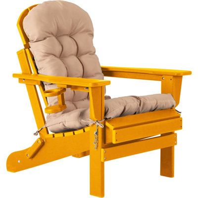 Folding Adirondack Chairs With Cushion, Hdpe Oversized Patio Chair Weather Resistant