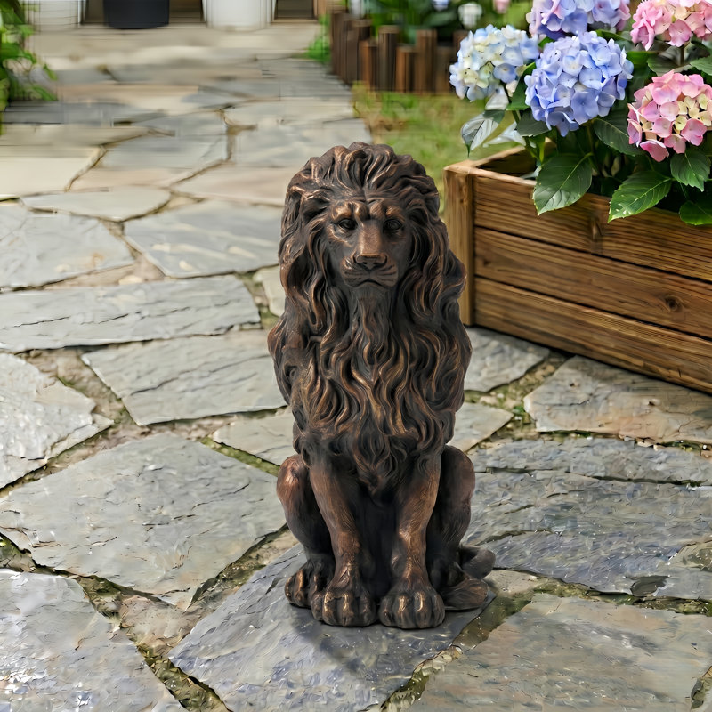Statue de jardin majestueux 20,5 po H, statue de jardin en résine résistante aux intempéries avec finition bronze