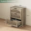 Table de chevet cannelée à 3 tiroirs de 60 cm de large avec poignées en métal, table de chevet en bois avec façades arquées pour chambre à coucher-1025762949