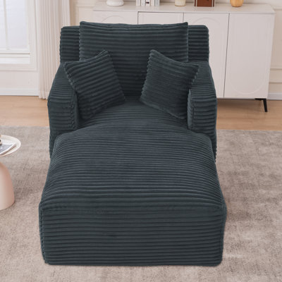 Chaise longue surdimensionnée en velours côtelé à compression sans os avec coussins et accoudoirs moelleux