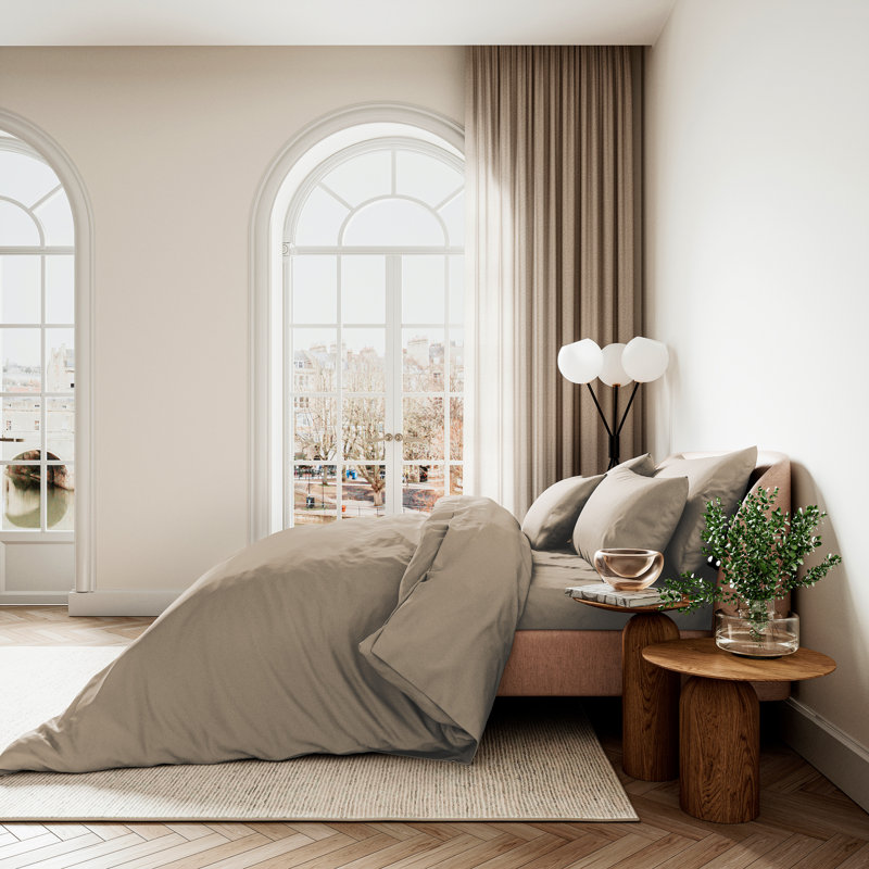 Bob Sateen Fitted Sheet, Kingsize (5'), Beige