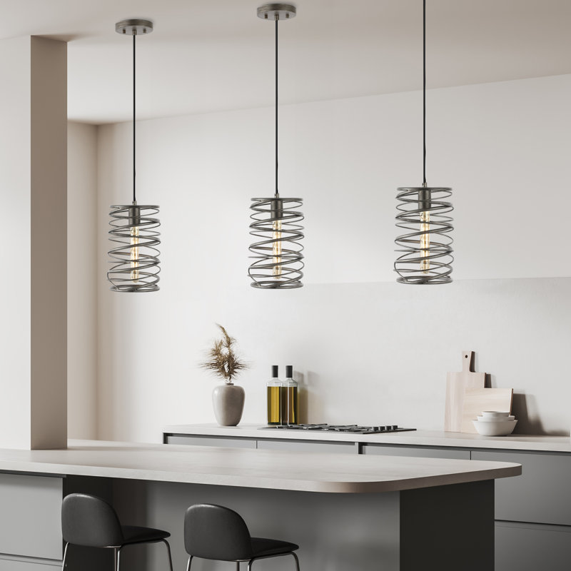 Luminaire suspendu géométrique à 1 lumière Chadwood, Argent antique