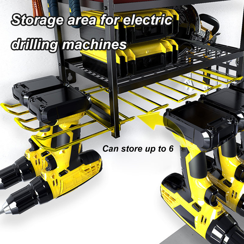4 Tier Wall Mounted Drill Holder Power Tool Organiser Garage Tool Storage Rack