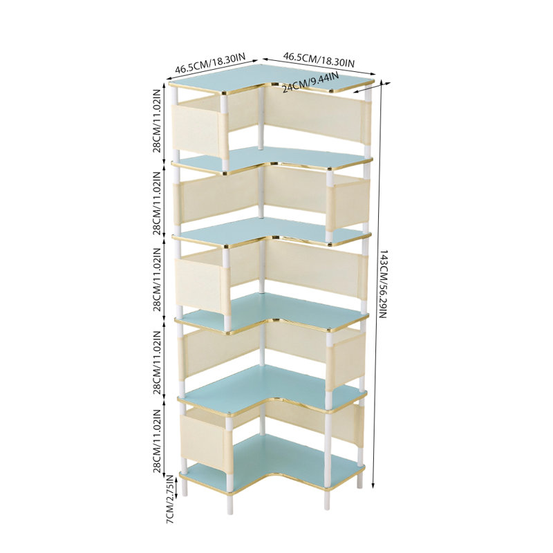 46.5cm W Bookcase, (6 Shelves) 56.3"H x 18.3"W x 18.3"D