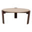 Table basse moderne en bois et travertin moderne pour le salon - Petite table d'appoint avec base robuste pour chambre à coucher - 37 po, brun et brun clair