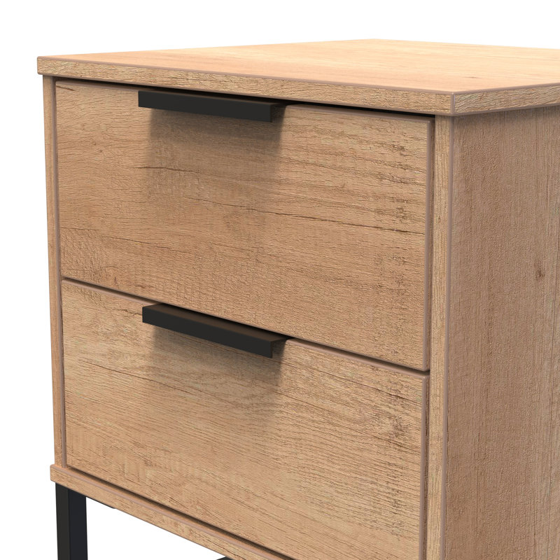 Turah 2 Drawer Bedside Cabinet (Ready Assembled), Nebraska Oak