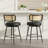 Swivel Upholstered Counter Stools With Rattan Back-970377917-970377913