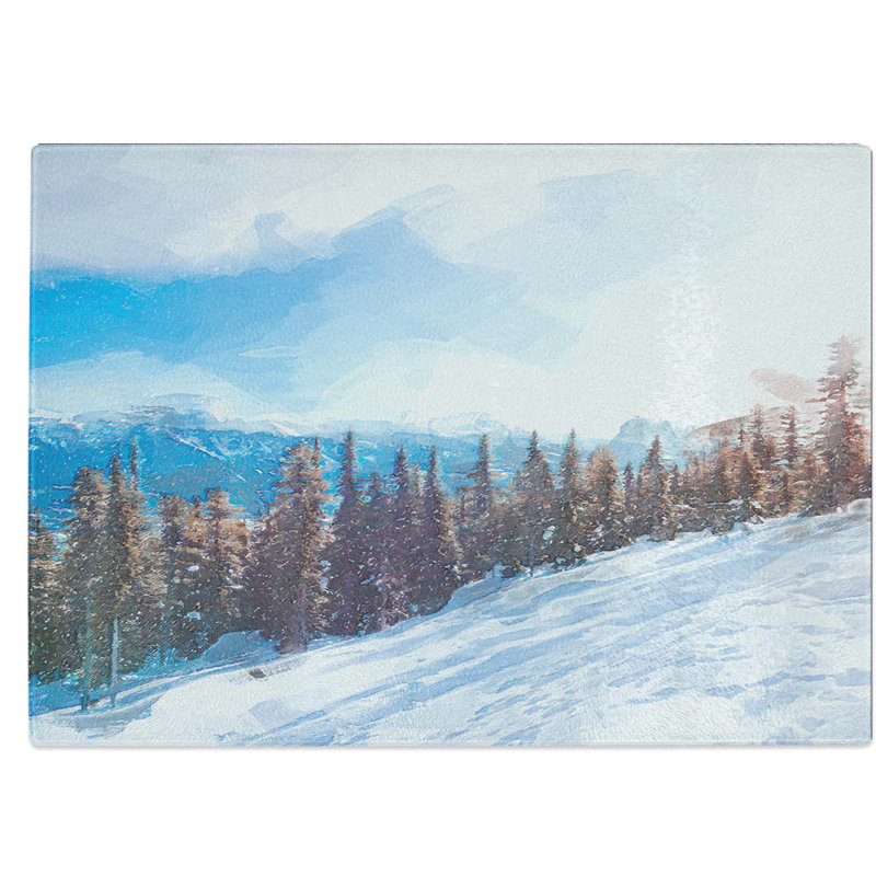 Tempered Glass Revelstoke Mountain in Canada Chopping Board, 39 cm W x 28.5 cm L