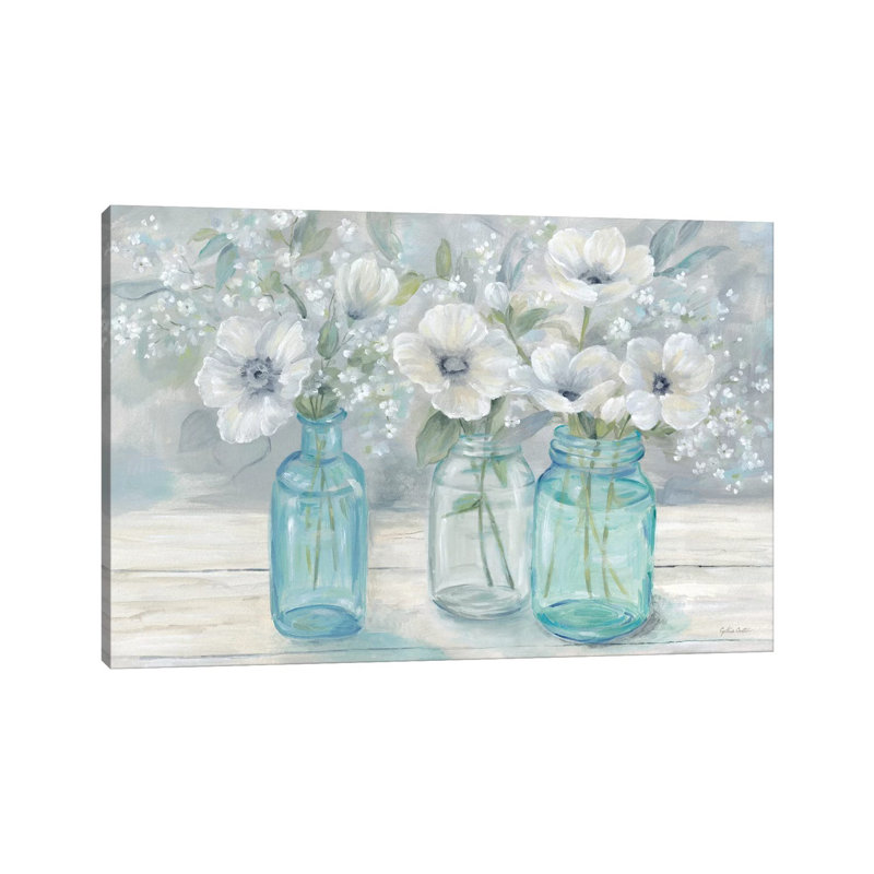 «Vintage Jar Bouquet Landscape» par Cynthia Coulter, impression, H 8 po x l 12 po x P 0,75 po, Toile tendue