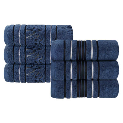 Sadie Zero Twist Cotton Solid and Jacquard Absorbent Assorted Towel Set