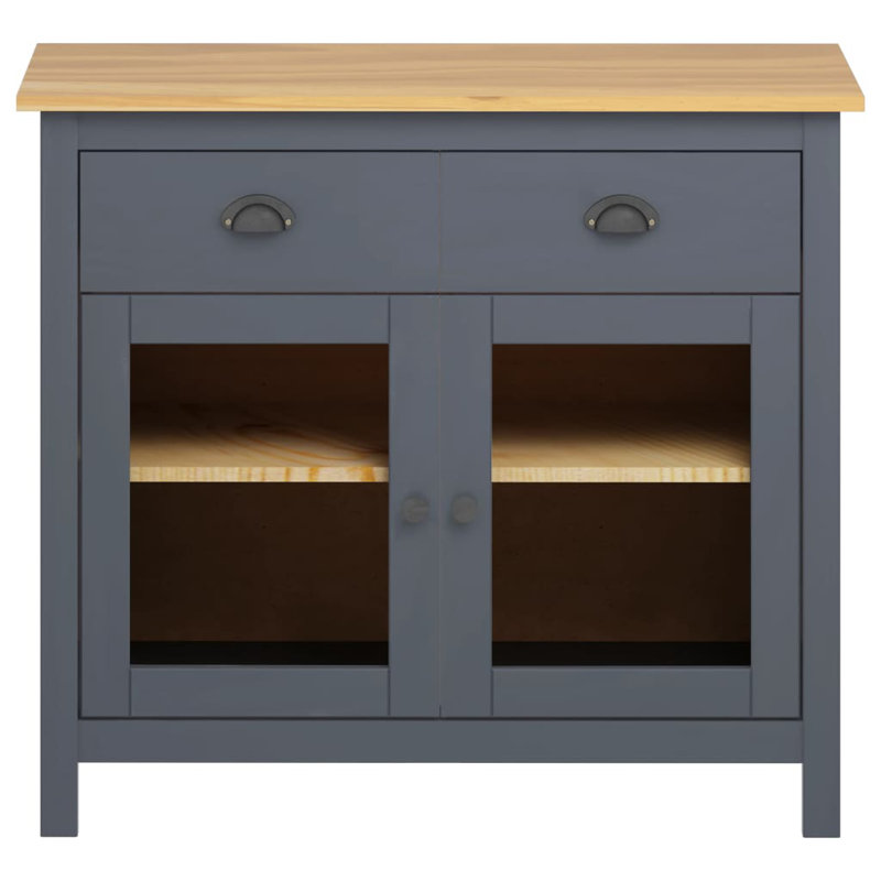 Mickelson Free-Standing Cabinet 90x40x80 cm, Grey/Honey Brown
