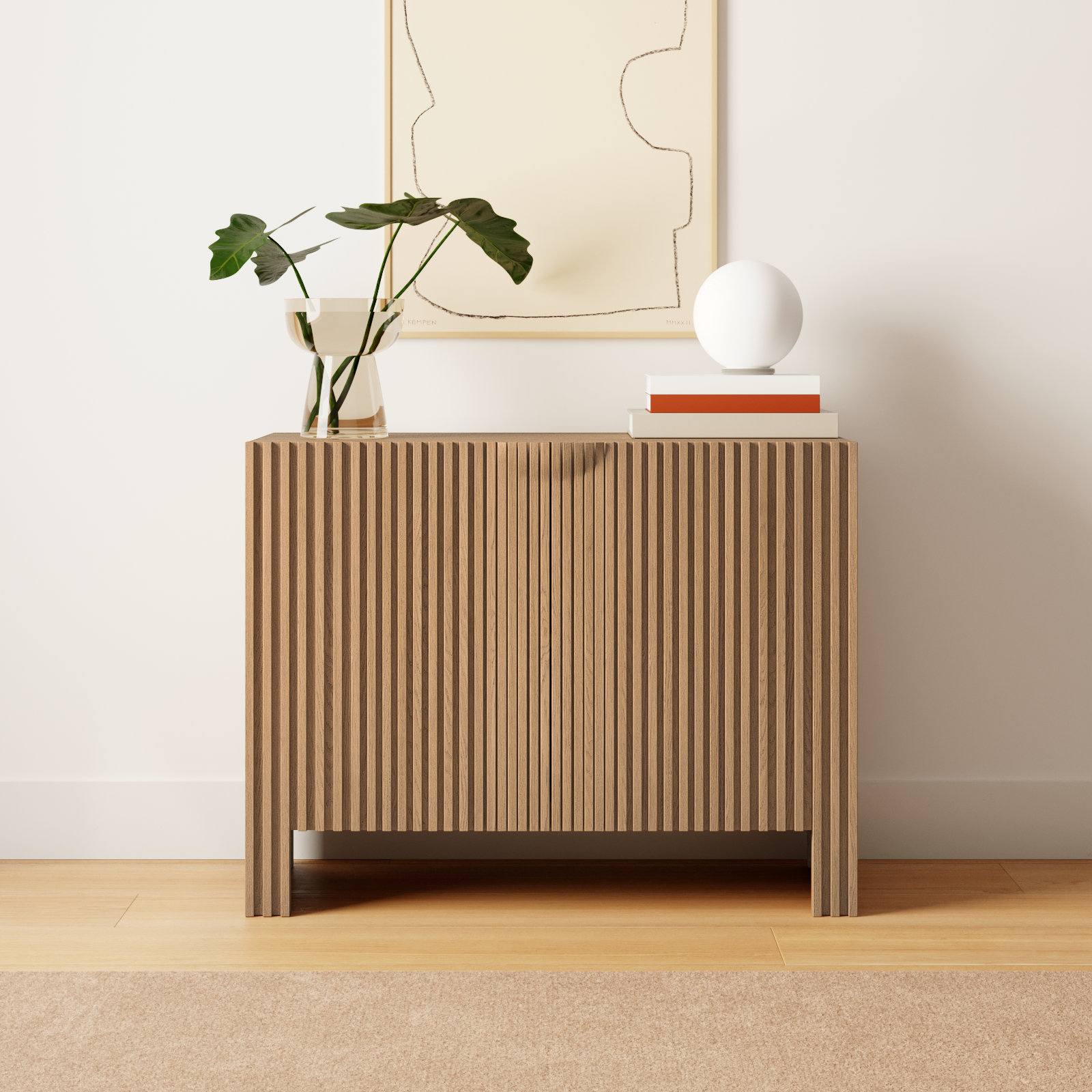 Fallon 41" Wide Oak Wood Sideboard, Natural, 32" H x 41" W x 18" D