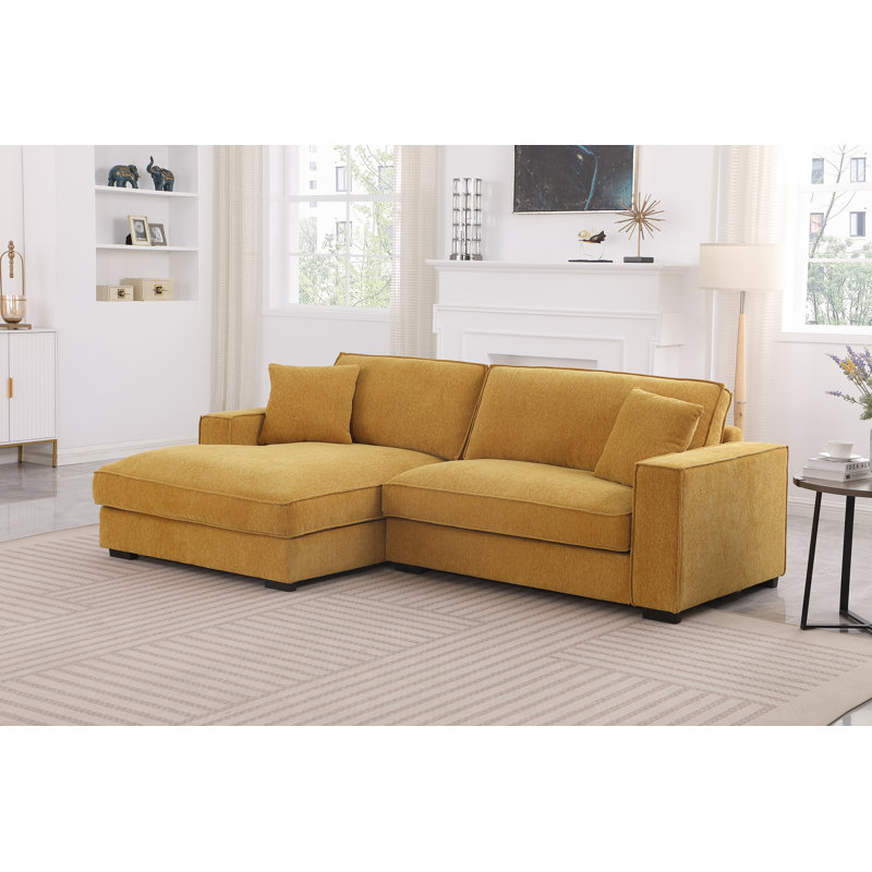 Canapé modulaire Braflin, Accoudoir à gauche (vu de face), Chenille jaune