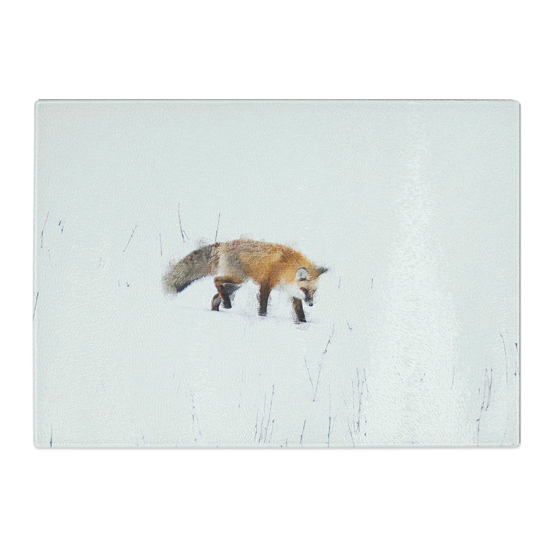 Tempered Glass Red Fox Prowling in Wyoming Chopping Board