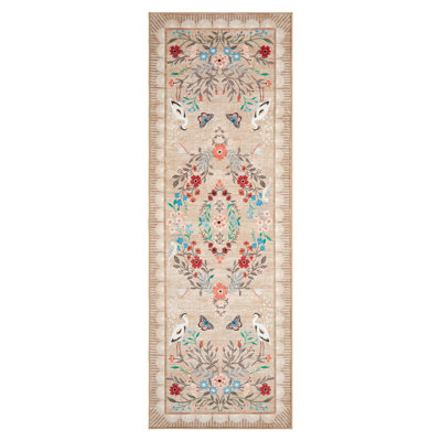 Tapis de salle de bain lavable à motif floral 8 x 10 de style oriental patiné antidérapant pour tapis de salle à manger bureau à la ferme tapis de décoration taupe