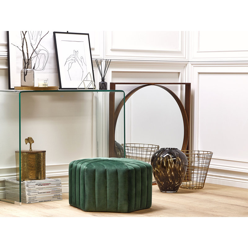 Fraga 53cm Wide Tufted Solid Colour Pouffe Ottoman, Green