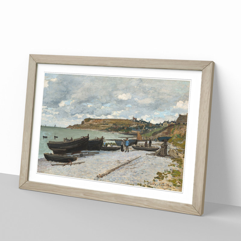 Sainte-Adresse Beach by Claude Monet - Picture Frame Painting, Oak Framed, 36cm H x 48cm W x 2cm D