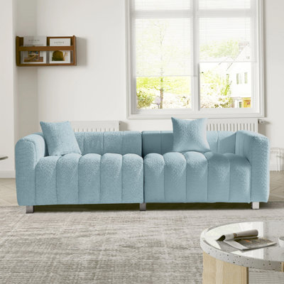 Causeuse 3 places 83,46 po en velours de qualité supérieure, canapé rembourré à bulles moderne avec pieds en métal et 2 coussins pour le salon, la chambre à coucher.