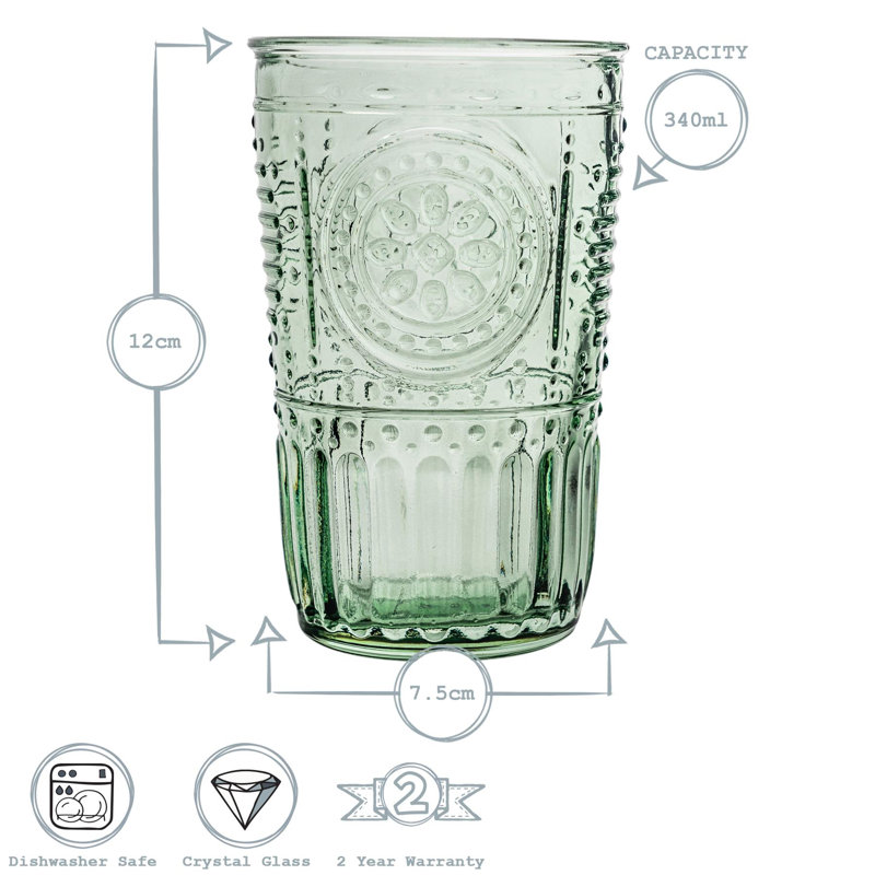 Romantic H Romantic Romantic Highball Glasses, 340, Green