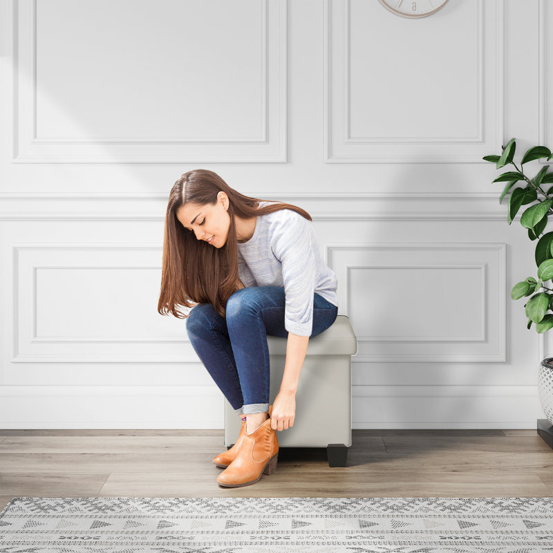 Repose-pieds en cuir Arlana, Similicuir blanc, H 15 po x l 30 po x P 15 po