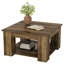 Table basse 31,49 "carrée avec tablette de rangement, centre de table rustique en bois