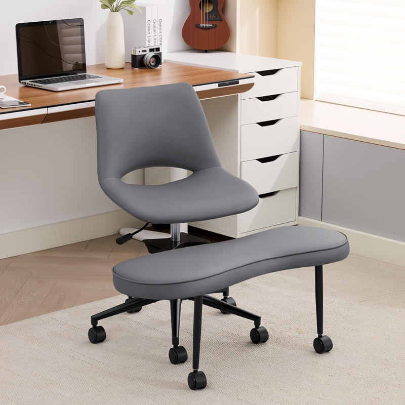 Ergonomic Cross Legged Office Chair with Wheels, 360° Swivel ADHD Chairs for Adults, Height Adjustable Seat for Meditation, Yoga - Wide Criss Cross Chair with Lumbar Support, Kneeling Chair
