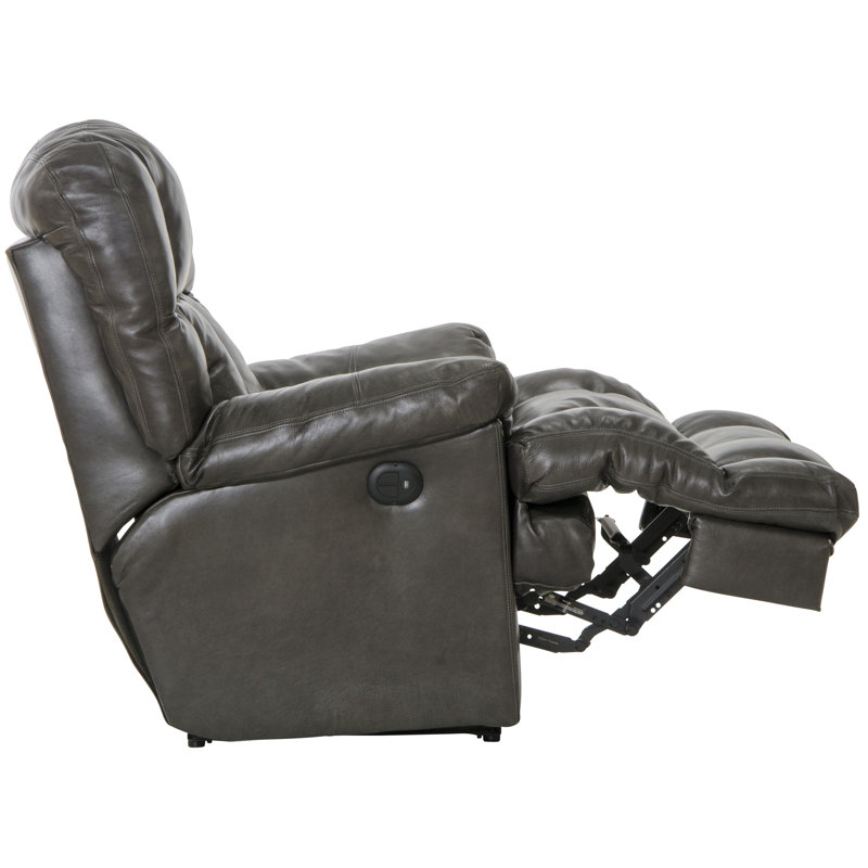 Lowndes Power Recliner, Gray Genuine Leather
