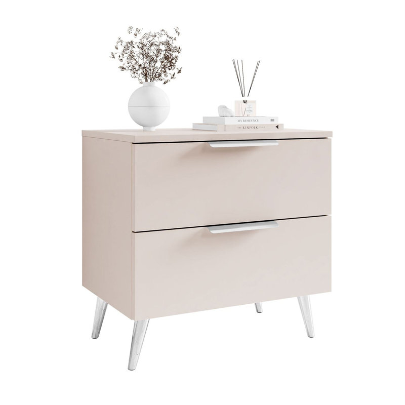 55cm W Bedside Table, Cashmire/Silver