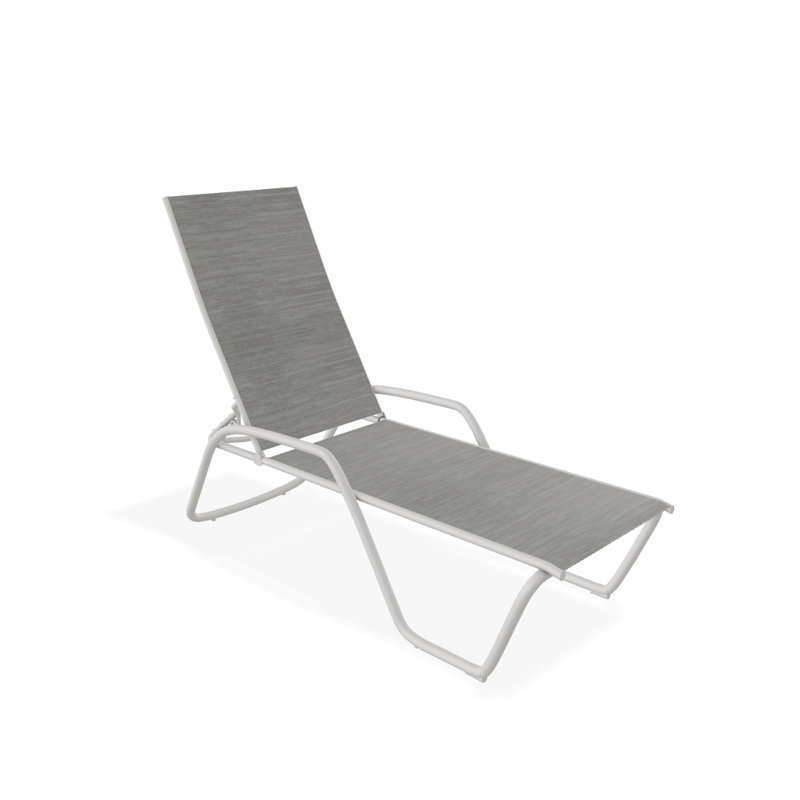 Outdoor Rust-Resistant Metal Chaise Lounge, Textured Snow, Sicily