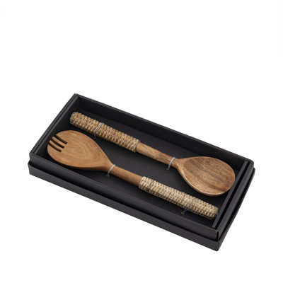 Set Of 2  Wooden Salad Set