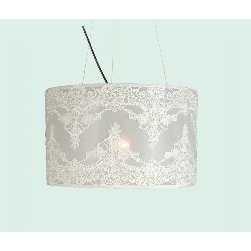 Transitional 3-Light Chrome Chandlier With A White Shade