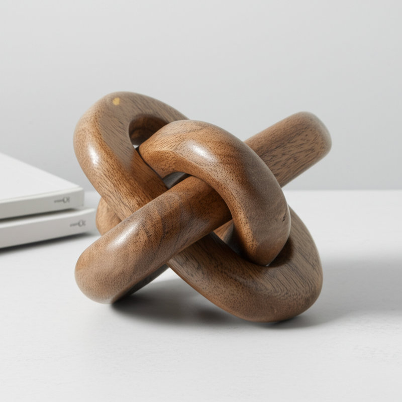 Medich Neutral Wood Decorative Knot Figurine, 6" H x 6" W x 6" D, Natural