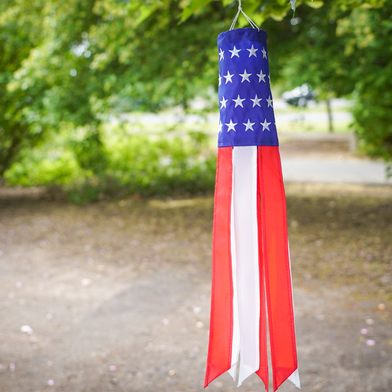 18-Inch Patriotic Stars and Stripes Hanging Windsock