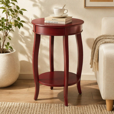 Table d'appoint ronde rouge avec tablette inférieure