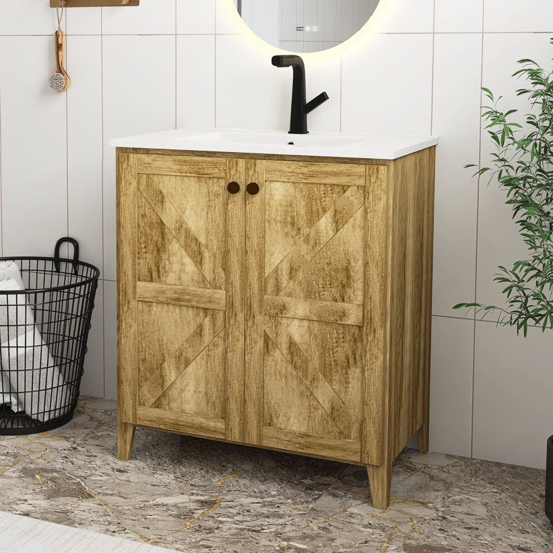 Armoire de plancher pliante 30 po avec évier en céramique American Style Antique
