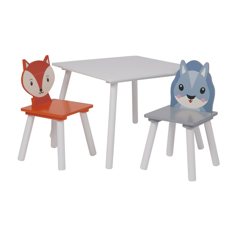 Kids Country Animals Table and 2 Chairs Set