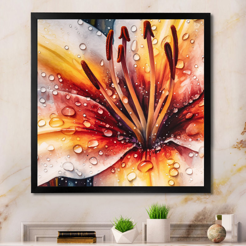 Sérénade orange sur toile, Cadre photo noir, H 16 po x l 16 po x P 1 po
