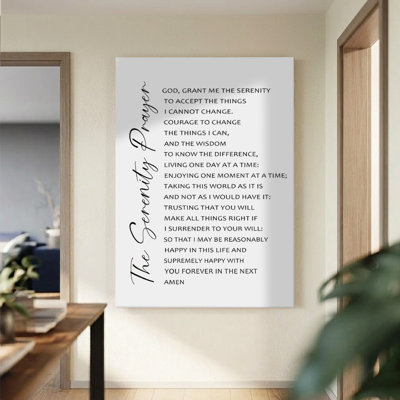 1Pc Framed Canvas Poster Print The Serenity Prayer: Elegant cursive and serif text, Classic calligraphy art style. Wall Art Decor, Perfect for Room Decor Living Room Bedroom Office Kitchen Bathroom Home Decor, Ideal Home Wall Decoration Gift, 2D Flat